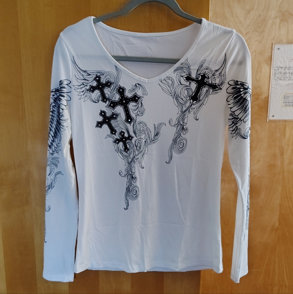 Fairycore Long Sleeved Slim Fit Elastic Ribbed Blouse